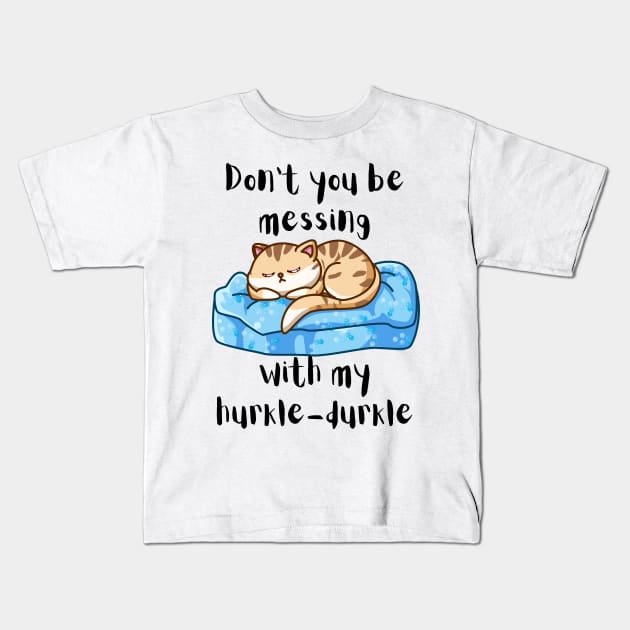 Hurkle-Durkling Kitty Kids T-Shirt by Designs by Mim